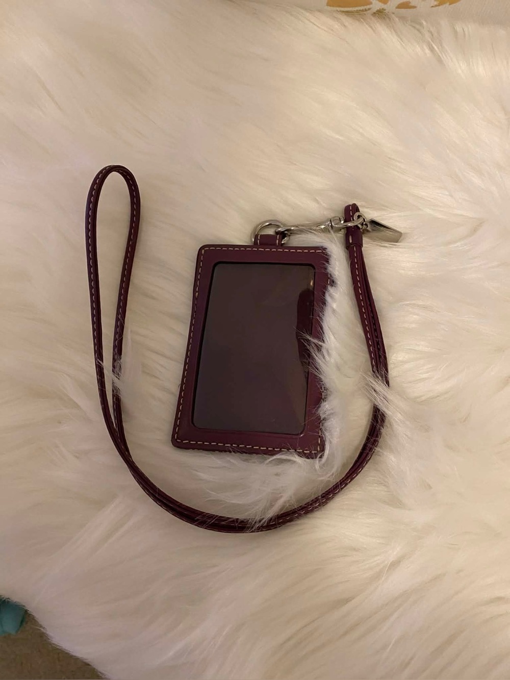 💯% Authentic Vintage Coach signature canvas ID lanyard in a maroon